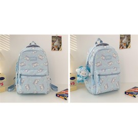 Roffatide Cartoon Cinnamoroll All Over Print Casual Backpack Laptop Backpack Travel Hiking Rucksack Daypack Blue