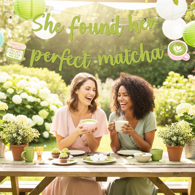 She Found Her Perfect Matcha Banner Matcha Lover Party Decorations