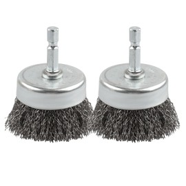 2 Pack WENORA Wire Brush Set for Drill, 1/4 Inch Hex Shank, 0.010 Inch Coarse Carbon Steel Drill Brush, Rust Removal - 2 Inch