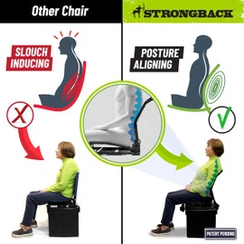 STRONGBACK Lumbar Support Stadium Seat for Bleachers – Ergonomic Chair with Back Support for Adults & All-Day Comfort - Navy/Grey