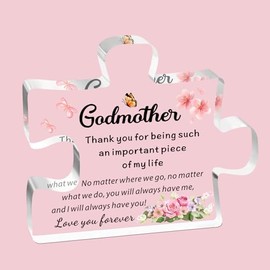 SDOFY Godmother Gifts Godmother Christmas Birthday Gifts Will You Be My Godmother Acrylic Plaque Gifts for Godmother Thank You for Being a Piece of My Life