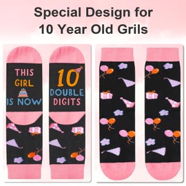 Juesly 10 Year Old Girl Birthday Gifts with Socks for 10th Birthday Girl and 3D Pop Up Birthday Card, Gifts for 10 Year Old Girl Gifts box, Top Gifts for 10 year old girl