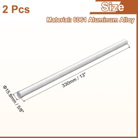 sourcing map 2Pcs 5/8"(15.8mm) Dia Round Aluminum Rod, 13"(330mm) Long 6061 Aluminum Round Rod Solid Lathe Bar Stock for Industry Construction DIY Crafts