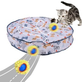 Ghyut Interactive Cat Toys Ball Fast Rolling in Pouch, Rechargeable Electric Cat Toys, Motion Activate Cat Toy with LED Light, Hide and Seek Mouse Catching Game for Indoor Cats/Kittens/Dogs.