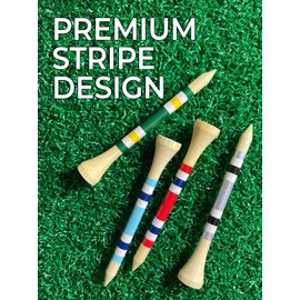 PrideSports Nova Bamboo Golf Tees - 45 Count, 3-1/4 Inch - Red/White/Blue Stripe - Striped for Consistency