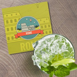 Unbranded Rome Italy Travel City 4'' X 4'' Square Wooden Coaster