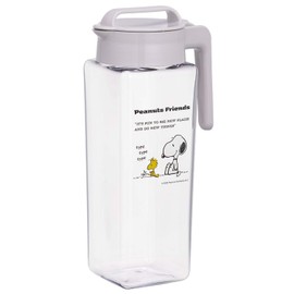 Iwasaki Industry K-1298 PF Square Pitcher, Cold Water Bottle, Heat Resistant, Vertical and Horizontal, 0.8 gal (2.1 L) Width 6.9 x Depth 4.1 x Height 11.9 inches (15.1 x 10.4 x 30.2 cm), Peanut Friend Made in Japan