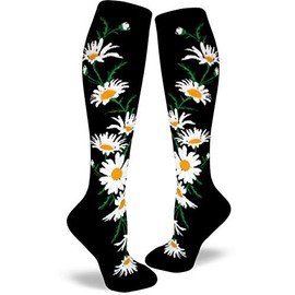 ModSocks Women's Crazy For Daisies Knee High Socks in Black