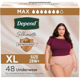 Depend Silhouette - Ropa interior para incontinencia y posparto para mujeres, XL (cintura de 50 a 60 pulgadas), máxima absorción, rosa, 48 unidades