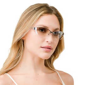 FBL Semi-Rimless Color Tinted Clear Arm Eyeglasses Wrap Sunglasses A217 (Clear)