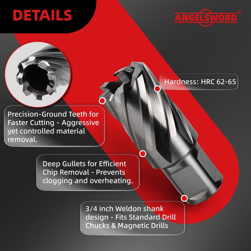 ANGELSWORD HSS Annular Cutter Set 9 Pcs, High Speed Steel,