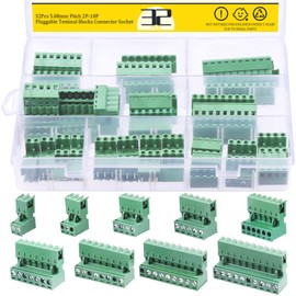 Mardatt 32pcs 9 Type Pluggable Terminal Blocks Connector Socket, 5mm/0.2inch Pitch PCB Mount Screw Male Female Connectors (2/3/4/5/6/7/8/9 Pins)