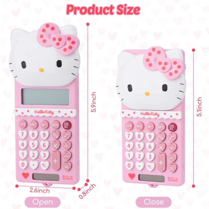 Cute Kids' Mini Calculator - 5.9 x 2.6in, LCD Display,