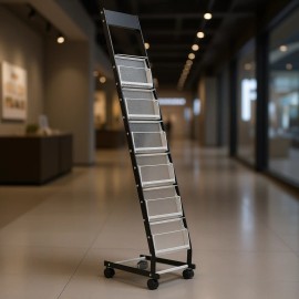 6 Tier Metal Brochure Display Rack Floor Standing With Wheels For Shop Exhibitions Office Movable Ladder Shelf D0100X38EAPNumber of Pockets: 6 Pockets