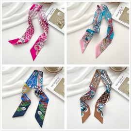 QTMY 4 Pack Purse Scarf for Bags Silk Head Scarf for Hair Handbag Women Scarfs Band Hair Neck Scarves Fashion Gifts,57