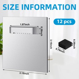 Tandefio 12 Pack Self Adhesive Hanger 3.15 x 3.15 Hangers Adhesive Picture Hanging Plate Kit for Mirrors and Hanging Art/ Photos on Acrylic, Glass, Aluminum or Other Flat Panels