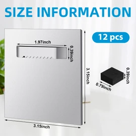 Tandefio 12 Pack Self Adhesive Hanger 3.15 x 3.15 Hangers Adhesive Picture Hanging Plate Kit for Mirrors and Hanging Art/ Photos on Acrylic, Glass, Aluminum or Other Flat Panels