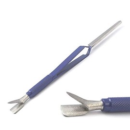 OdontoMed2011 Blue Multi Function Cuticle Pusher Tweezer 7'' Acrylic Nail Art Pincher Tool Magic Wand Nail Pinching Tool Stainless Steel Dual-end False Nail Shaping Tweezers C-Curve Manicure Tools