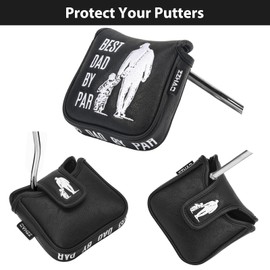 ZZHAO Golf Putter Cover | Funny Magnetic Mallet Putter Cover | Fits Most Mallet Putters | Golf Gifts for Dad | Accessories for Men | 5.5 x 4.7 x 1.2 Inches (Best DAD by PAR-FS)