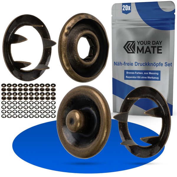 Sew-Free Press Studs Set, Diameter 18 mm Outside, 20 Pairs,