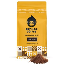Gorilla's Coffee 100% Arabica - Dark Roast Ground Coffee, Fair Trade, Full Bodied, with Bold with a Touch of Smokiness | Premium Rwandan Coffee | Rich, Flavorful, and Aromatic (500 g/17.6 oz)