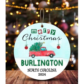 Burlington Ornaments Burlington NC Gifts City Hometown was Born Gift Christmas Ornaments Plastic MDF 3"