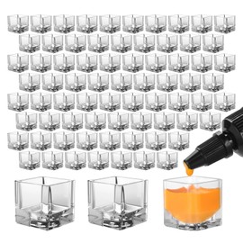 ATOMUS 200pcs Transparent Tattoo Ink Cups Square Clear Pigment Cup Ice Cube Shape Plastic Ink Container Tattoo Accessories Permanent Makeup Pigment Clear Holder (Transparent)