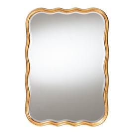 Baxton Studio Fredrika Scalloped Wood Wall Mirror, Antique Goldleaf