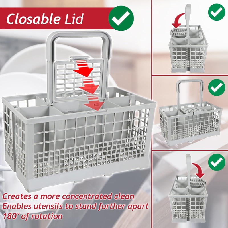 SPARES2GO Cutlery Basket Caddy Cage for Bosch Dishwasher (Removable Handle,