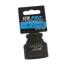 US PRO Tools 32mm Impact Socket 1/2" Drive 6 Point Single Hex Shallow 3830