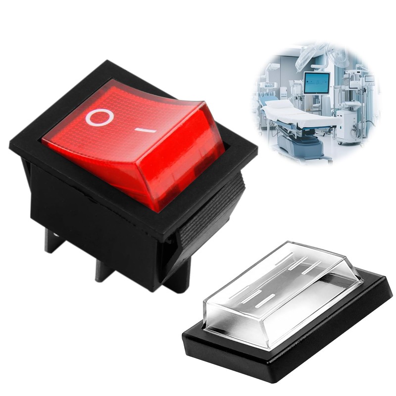 4PCS Rocker Switch ON-OFF DPST 4 with Waterproof Cover, Red