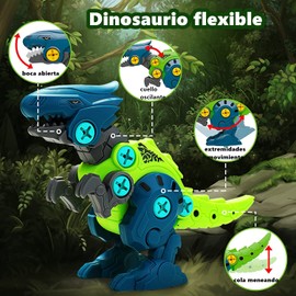 Juguete de Dinosaurio para Niños,4P DIY Take Apart Dinosaurio Juguetes con Taladro Eléctrico y Caja de Almacenaje,Juego de Construcción Educativos Stem,Regalos de Cumpleaños Navidad Pascua para Niños