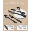 Hammered Silverware Set for 8, Heavy Duty Black Flatware Set