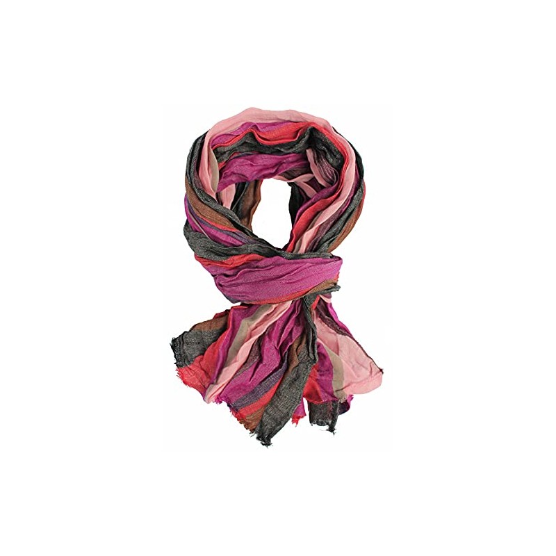 Wool Scarf Unisex Elegant Elegant Light Crinkle Look with Striped