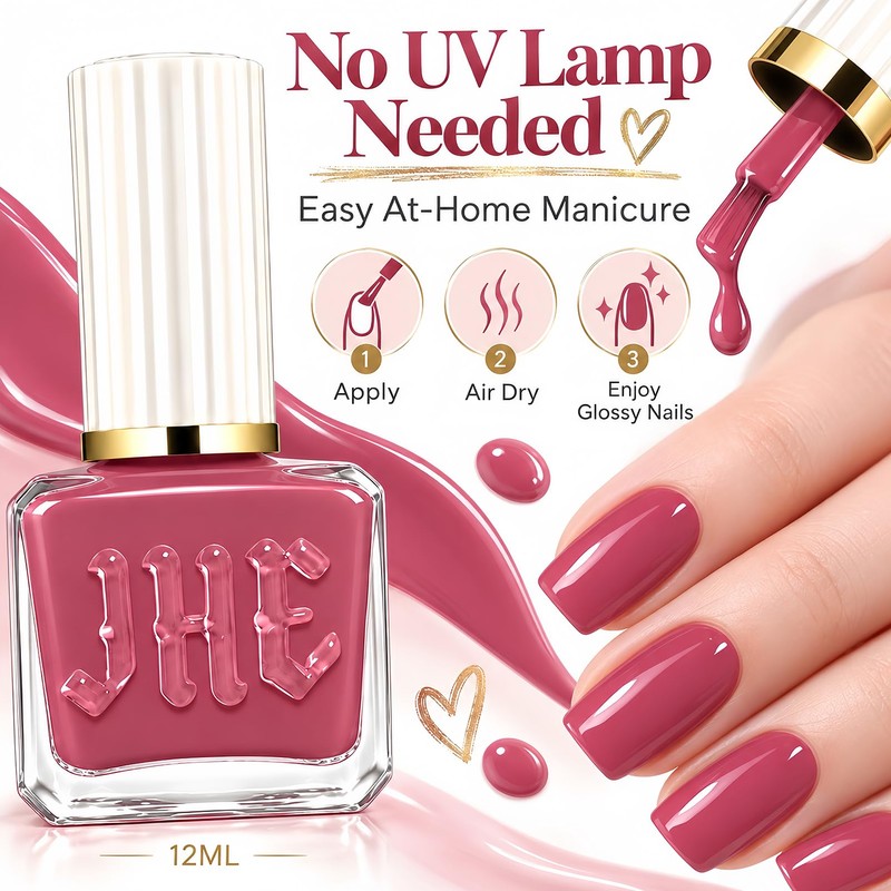Dusty Rose Nail Polish, No UV Lamp, Air Dry, Long-Lasting