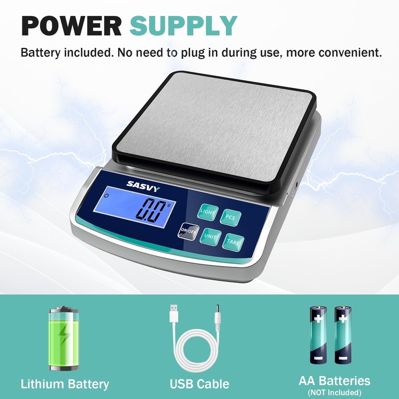 SASVY Digital Lab Scale 5000g x 0.1g oz/lb/g/kg Precision Electronic