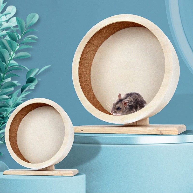 antiai Hamster Wooden Silent Wheel, Small Animal Exercise Wheel Accessories,