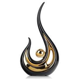 Schwarz Und Gold Modern Skulptur Deko, Mitte des Jahrhunderts Modernen Couchtisch Centerpiece, Keramik Abstrakte Statue Für Esszimmer, Wohnzimmer, Büro, Mittelstück, Schwarz Dekoration