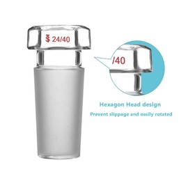 Starfa Lab 5Pcs Glass Hexagonal Head Glass Stopper for 24/40 Joint Glass Outer Joint,Closed Bottom Hex Head Hollow Glass Stopper for Sealing Lab Glassware