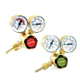 KOLENSA Dual Welding Gas Gauges, Oxygen (CGA-540) Acetylene (CGA-200) Regulators Combo (2 PCS), Full Brass Kit for Portable Tanks Compatible with Victor Torch Cutting