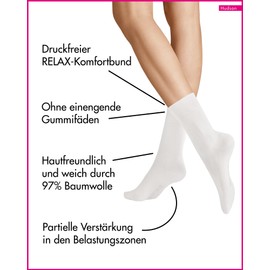 Hudson Women's 005120 RELAX COTTON SOCKE Calf Socks, White (White 0008), 6/8 (Manufacturer size: 39-42)