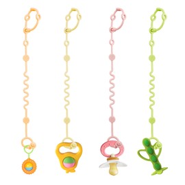 LittleHugs Toy Straps for Baby, Adjustable Toy Holder for Stroller Accessories, Silicone Baby Tether Pacifier Clip, No Throw Baby Travel Essential Leash for High Chair, Car Seat (4 Pack Macaron)