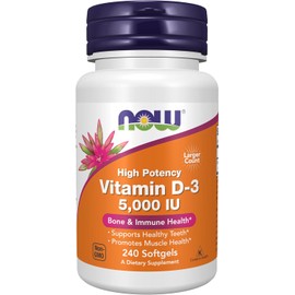 NOW Vitamin D-3 5,000 IU,240 Softgels