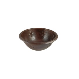 Soluna 17" Round Copper Bathroom Sink - Fleur de Lis by SoLuna Rio Grande Rolled Rim