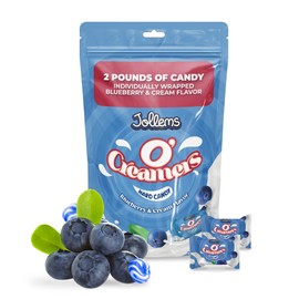 Jollems O’ Creamers Blueberry & Cream Flavored Hard Candy | Individually Wrapped | 2 Pound Bulk Bag