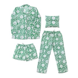 Huar Cotton Pajamas for Women Set - Luxurious Womens Pajama Sets - Breathable And Light Cotton Pj Sets (US, Alpha, XX-Large, Regular, Regular, Bright Green)