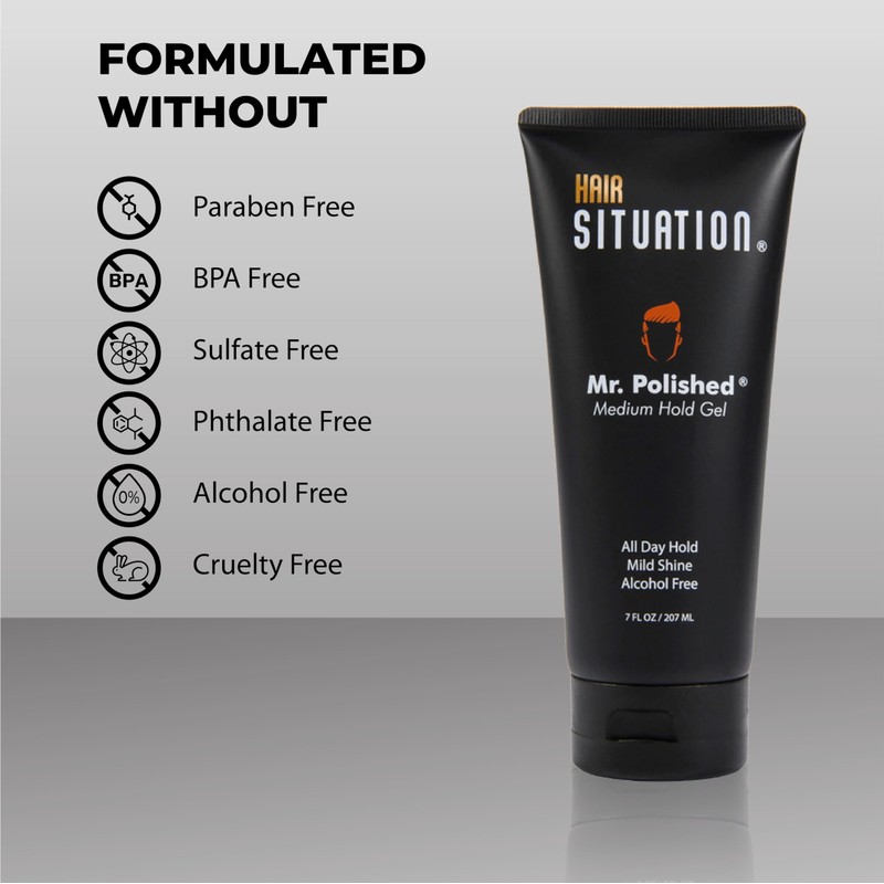 Hair Situation Medium Hold Hair Styling Gel Mr. Polished, Alcohol-Free,