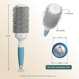 Osensia Round Brush for Blow Drying - Medium Ceramic Ionic Thermal Barrel Brush for Sleek Precise Heat Styling Blowout Volume - Lightweight Round Hair Brush for Smooth Hair (2.4in, 1.7in Barrel)(Non-electric)
