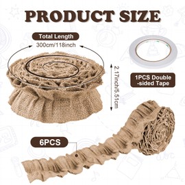 6 Rolls Ruffled Bulletin Board Border,2.36 x 118 Inches DIY Burlap Decorative Border Trim,Farmhouse Bulletin Board Crafts for Classroom School Office Home Decoration (Total 708")