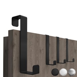 4smile Door Hooks for Hanging, Set of 4, Colour Black, Space-saving Coat Hooks Door for Whole Home, Universal Hooks for Hanging, Sturdy Door Coat Rack, Door Hook Rail